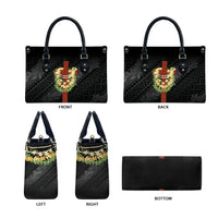Hawaii ⁠Ka Pule a ka Haku Memorial Leather Bag Flower Lei Cross - Black