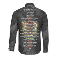 Hawaii Ka Pule a ka Haku Memorial Long Sleeve Button Shirt Flower Lei Cross - Black LT7 - Polynesian Pride