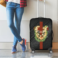 Hawaii Ka Pule a ka Haku Memorial Luggage Cover Flower Lei Cross - Black LT7 - Polynesian Pride