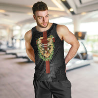 Hawaii Ka Pule a ka Haku Memorial Men Tank Top Flower Lei Cross - Black LT7 Black - Polynesian Pride