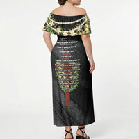 Hawaii Ka Pule a ka Haku Memorial Off Shoulder Maxi Dress Flower Lei Cross - Black LT7 - Polynesian Pride