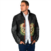 Hawaii ⁠Ka Pule a ka Haku Memorial Padded Jacket Flower Lei Cross - Black