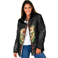Hawaii ⁠Ka Pule a ka Haku Memorial Padded Jacket Flower Lei Cross - Black
