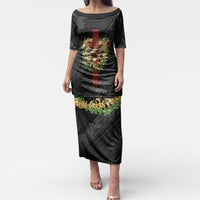 Hawaii Ka Pule a ka Haku Memorial Puletasi Flower Lei Cross - Black LT7 Long Dress Black - Polynesian Pride