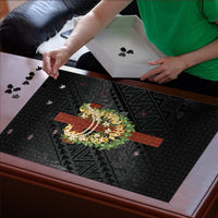 Hawaii ⁠Ka Pule a ka Haku Memorial Puzzle Flower Lei Cross - Black