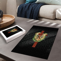 Hawaii ⁠Ka Pule a ka Haku Memorial Puzzle Flower Lei Cross - Black