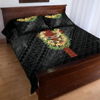 Hawaii Ka Pule a ka Haku Memorial Quilt Bed Set Flower Lei Cross - Black LT7 - Polynesian Pride