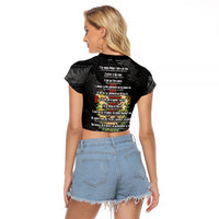 Hawaii Ka Pule a ka Haku Memorial Raglan Cropped T Shirt Flower Lei Cross - Black LT7 - Polynesian Pride