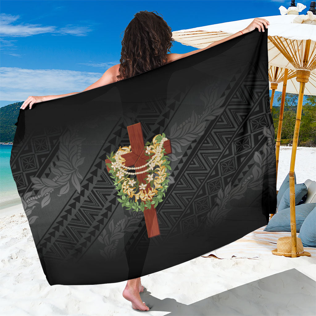 Hawaii Ka Pule a ka Haku Memorial Sarong Flower Lei Cross - Black LT7 One Size 44 x 66 inches Black - Polynesian Pride