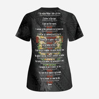 Hawaii Ka Pule a ka Haku Memorial Scrub Top Flower Lei Cross - Black LT7 - Polynesian Pride