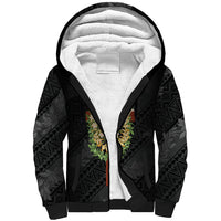 Hawaii Ka Pule a ka Haku Memorial Sherpa Hoodie Flower Lei Cross - Black LT7 Unisex Black - Polynesian Pride
