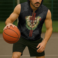 Hawaii Ka Pule a ka Haku Memorial Sleeveless Zip Hoodie Flower Lei Cross - Black LT7 - Polynesian Pride