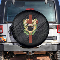 Hawaii Ka Pule a ka Haku Memorial Spare Tire Cover Flower Lei Cross - Black LT7 Black - Polynesian Pride
