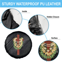 Hawaii Ka Pule a ka Haku Memorial Spare Tire Cover Flower Lei Cross - Black LT7 - Polynesian Pride