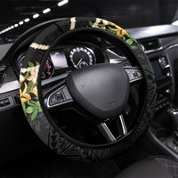 Hawaii Ka Pule a ka Haku Memorial Steering Wheel Cover Flower Lei Cross - Black LT7 Universal Fit Black - Polynesian Pride