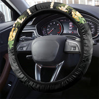Hawaii Ka Pule a ka Haku Memorial Steering Wheel Cover Flower Lei Cross - Black LT7 - Polynesian Pride
