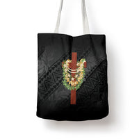 Hawaii Ka Pule a ka Haku Memorial Tote Bag Flower Lei Cross - Black LT7 - Polynesian Pride