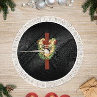 Hawaii ⁠Ka Pule a ka Haku Memorial Tree Skirt Flower Lei Cross - Black