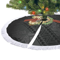 Hawaii ⁠Ka Pule a ka Haku Memorial Tree Skirt Flower Lei Cross - Black