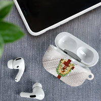 Hawaii ⁠Ka Pule a ka Haku Memorial AirPods Case Flower Lei Cross - Ivory White