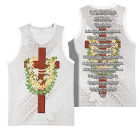 Hawaii Ka Pule a ka Haku Memorial Basketball Jersey Flower Lei Cross - Ivory White LT7 - Polynesian Pride