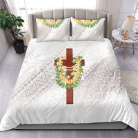 Hawaii Ka Pule a ka Haku Memorial Bedding Set Flower Lei Cross - Ivory White LT7 - Polynesian Pride