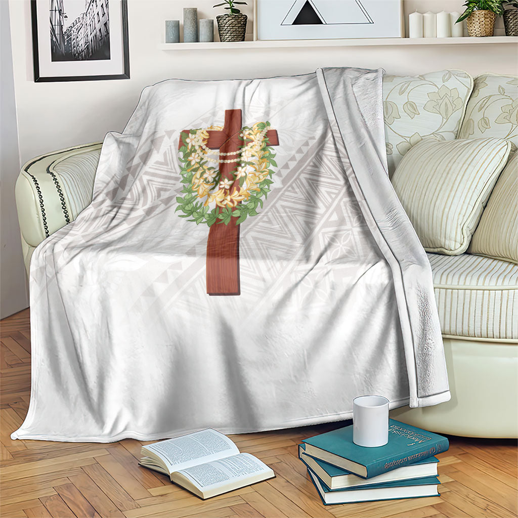 Hawaii Ka Pule a ka Haku Memorial Blanket Flower Lei Cross - Ivory White LT7 Ivory - Polynesian Pride