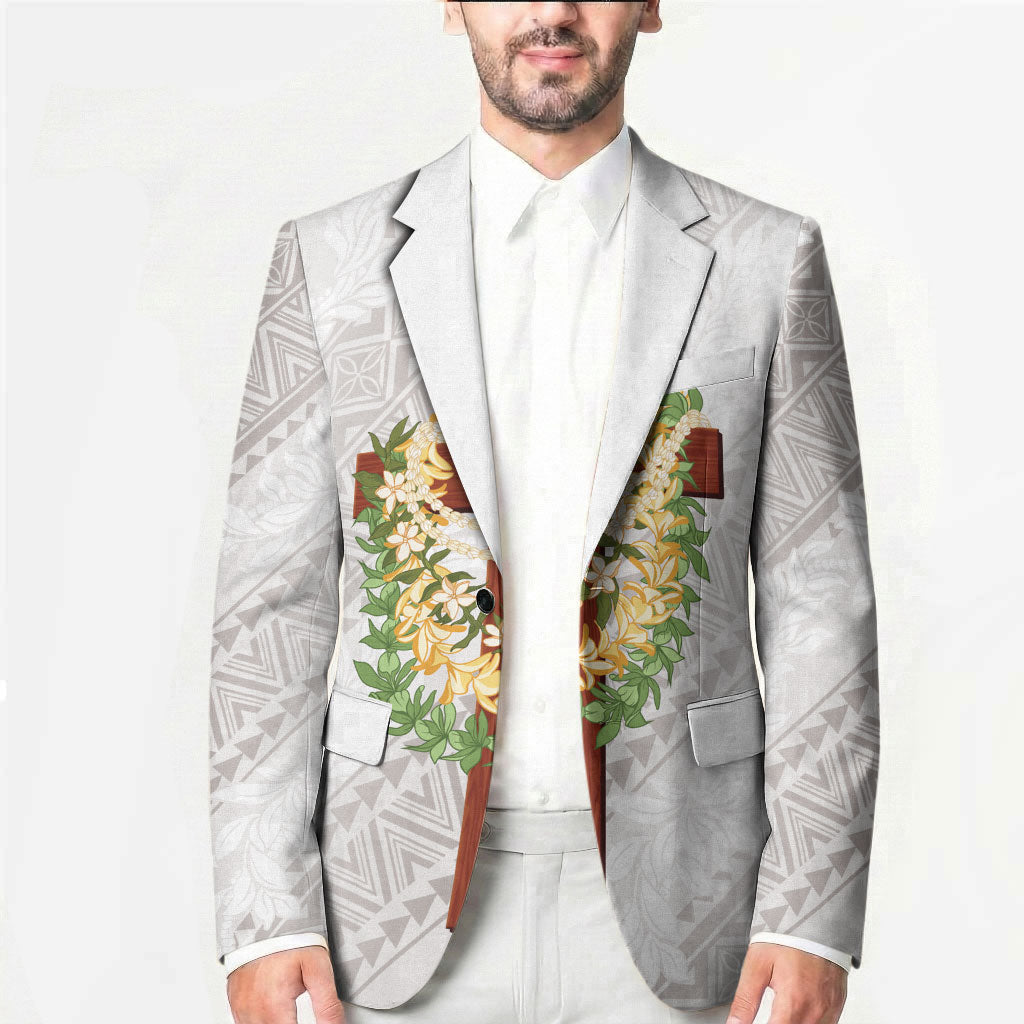Hawaii Ka Pule a ka Haku Memorial Blazer Flower Lei Cross - Ivory White LT7 - Polynesian Pride