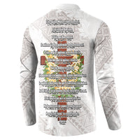 Hawaii ⁠Ka Pule a ka Haku Memorial Button Sweatshirt Flower Lei Cross - Ivory White