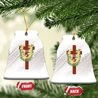 Hawaii ⁠Ka Pule a ka Haku Memorial Ceramic Ornament Flower Lei Cross - Ivory White