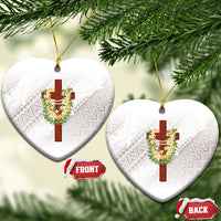 Hawaii ⁠Ka Pule a ka Haku Memorial Ceramic Ornament Flower Lei Cross - Ivory White