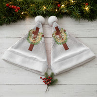 Hawaii ⁠Ka Pule a ka Haku Memorial Christmas Santa Hat Flower Lei Cross - Ivory White