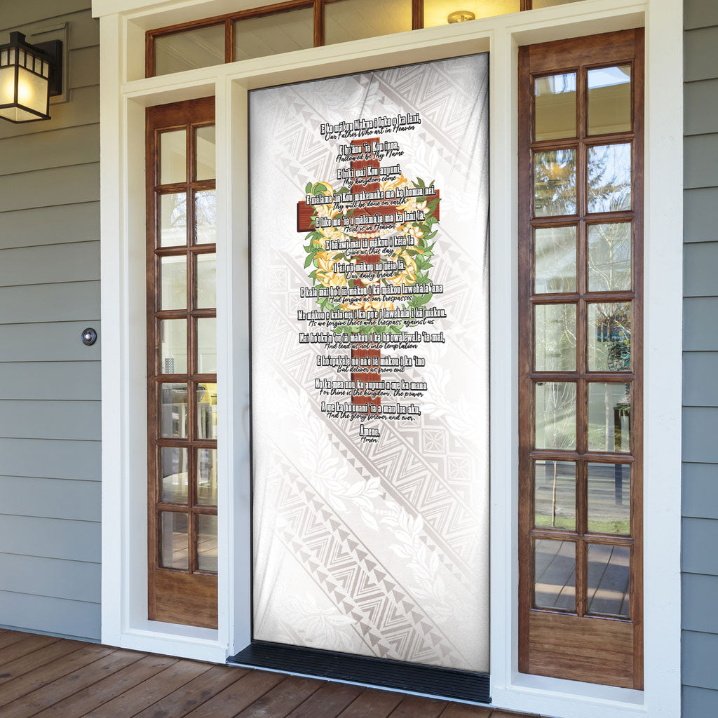 Hawaii Ka Pule a ka Haku Memorial Door Cover Flower Lei Cross - Ivory White LT7 - Polynesian Pride