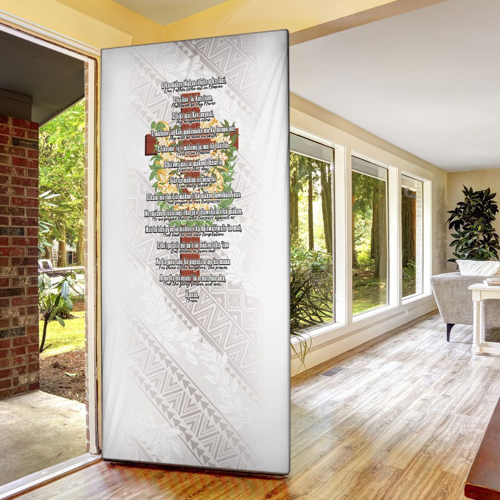 Hawaii Ka Pule a ka Haku Memorial Door Cover Flower Lei Cross - Ivory White LT7 - Polynesian Pride