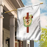 Hawaii Ka Pule a ka Haku Memorial Garden Flag Flower Lei Cross - Ivory White LT7 House Flag Ivory - Polynesian Pride