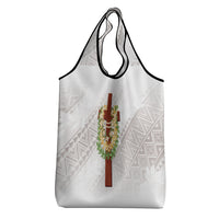 Hawaii ⁠Ka Pule a ka Haku Memorial Grocery Bag Flower Lei Cross - Ivory White