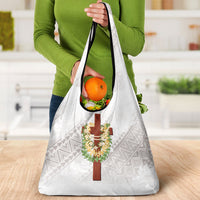 Hawaii ⁠Ka Pule a ka Haku Memorial Grocery Bag Flower Lei Cross - Ivory White