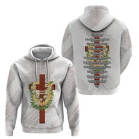 Hawaii Ka Pule a ka Haku Memorial Hoodie Flower Lei Cross - Ivory White LT7 - Polynesian Pride