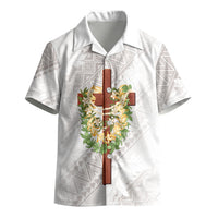 Hawaii Ka Pule a ka Haku Memorial Kid Hawaiian Shirt Flower Lei Cross - Ivory White LT7 - Polynesian Pride