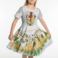 Hawaii Ka Pule a ka Haku Memorial Kid Short Sleeve Dress Flower Lei Cross - Ivory White LT7 - Polynesian Pride