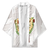 Hawaii ⁠Ka Pule a ka Haku Memorial Kimono Flower Lei Cross - Ivory White
