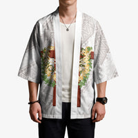 Hawaii ⁠Ka Pule a ka Haku Memorial Kimono Flower Lei Cross - Ivory White