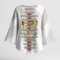 Hawaii Ka Pule a ka Haku Memorial Kimono Sleeve Blouse Flower Lei Cross - Ivory White LT7 - Polynesian Pride