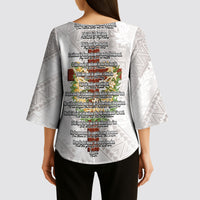 Hawaii Ka Pule a ka Haku Memorial Kimono Sleeve Blouse Flower Lei Cross - Ivory White LT7 - Polynesian Pride