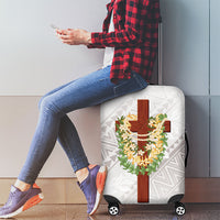 Hawaii Ka Pule a ka Haku Memorial Luggage Cover Flower Lei Cross - Ivory White LT7 - Polynesian Pride