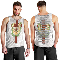 Hawaii Ka Pule a ka Haku Memorial Men Tank Top Flower Lei Cross - Ivory White LT7 - Polynesian Pride