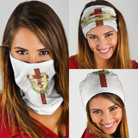 Hawaii Ka Pule a ka Haku Memorial Neck Gaiter Flower Lei Cross - Ivory White LT7 - Polynesian Pride