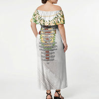 Hawaii Ka Pule a ka Haku Memorial Off Shoulder Maxi Dress Flower Lei Cross - Ivory White LT7 - Polynesian Pride