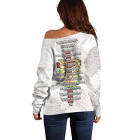 Hawaii Ka Pule a ka Haku Memorial Off Shoulder Sweater Flower Lei Cross - Ivory White LT7 - Polynesian Pride