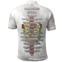 Hawaii Ka Pule a ka Haku Memorial Polo Shirt Flower Lei Cross - Ivory White LT7 - Polynesian Pride